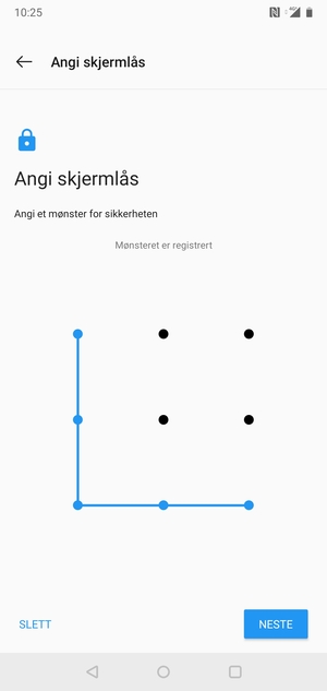 Tegn et opplåsingsmønster og velg NESTE
