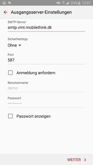 Deaktivieren Sie das Kontrollkästchen Anmeldung anfordern und wählen Sie WEITER