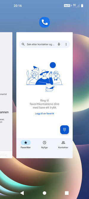 Dra apper opp for å lukke dem