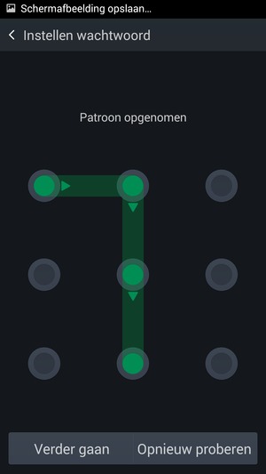 Teken een ontgrendelingspatroon en selecteer Verder gaan