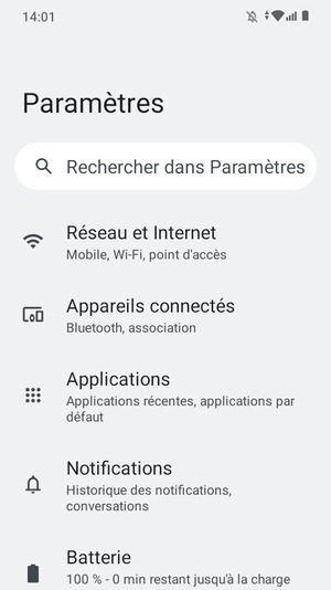 Sélectionnez Réseau et Internet