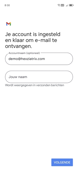 Geef uw account een naam en voer uw naam in. Selecteer VOLGENDE