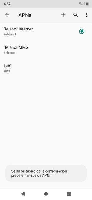 El teléfono se reiniciará con la configuración predeterminada de Internet y MMS