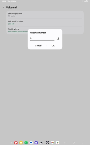 Enter the Voicemail number and select OK