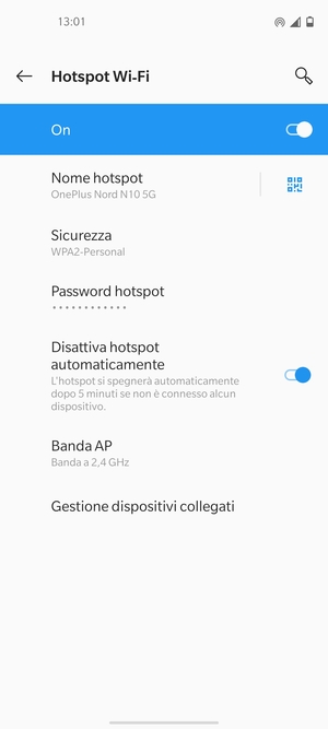 Il telefono è ora pronto per essere usato come modem