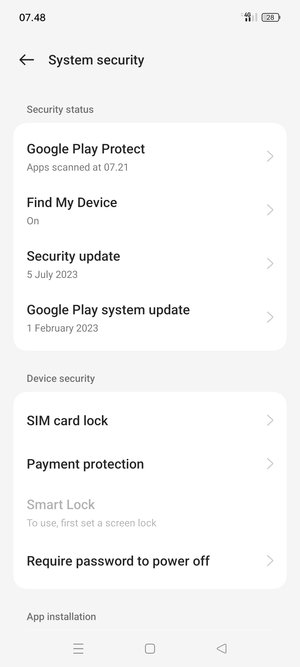 Select SIM card lock