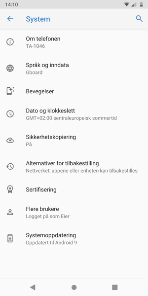Velg Systemoppdatering