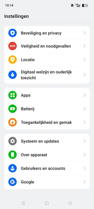 Scroll naar en selecteer Beveiliging en privacy
