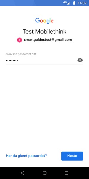 Skriv inn passord og velg Neste