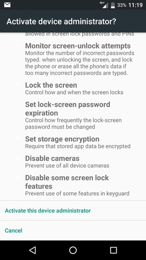 Scroll down and select Activate this device administrator