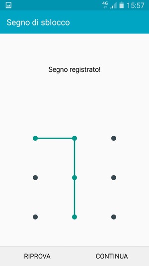 Disegna una sequenza di sblocco e seleziona CONTINUA
