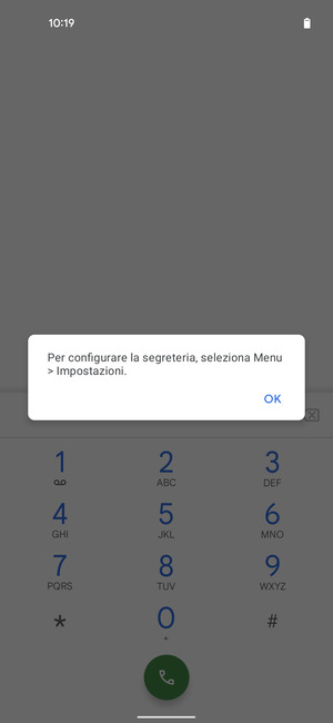 Se la segreteria telefonica non è configurata, seleziona OK