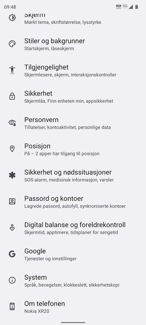 Bla til og velg System