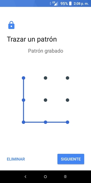 Dibuje un patrón de desbloqueo y seleccione SIGUIENTE