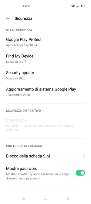 Scorri e seleziona Blocco della scheda SIM