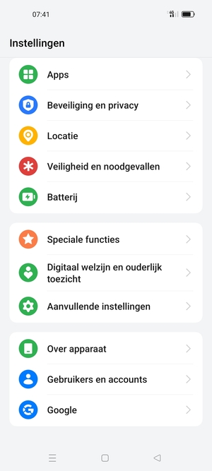Scroll naar en selecteer Aanvullende instellingen