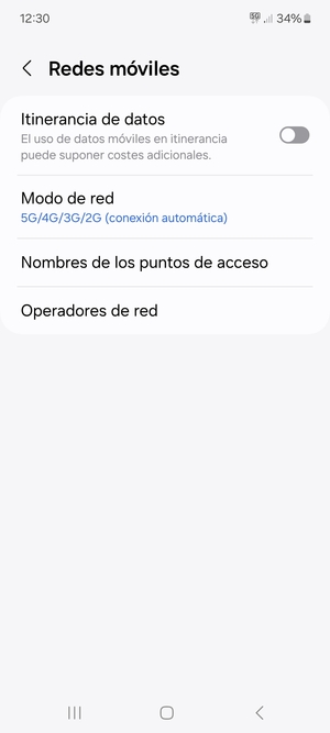 Seleccione Modo de red