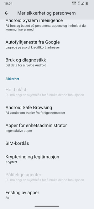 Bla til og velg SIM-kortlås