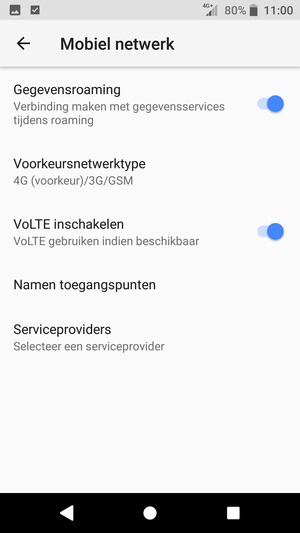 Schakel Gegevensroaming in of uit