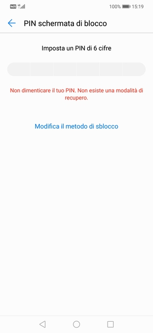 Seleziona Modifica il metodo di sblocco