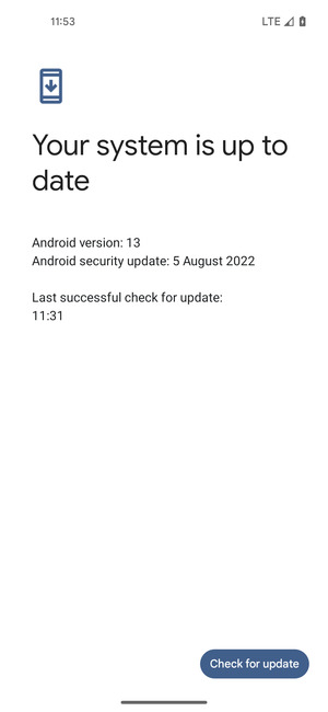 If your phone is up to date, you will see the following screen