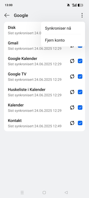Velg Synkroniser nå