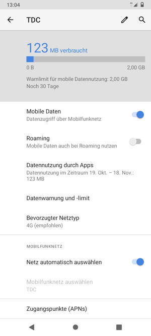 Scrollen Sie und wählen Sie Zugangspunkte (APN's)