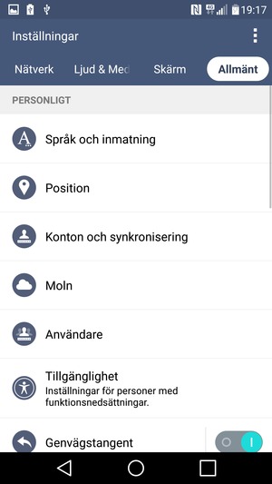 Välj Konton och synkronisering