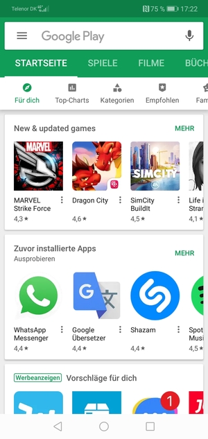 Wählen Sie die Suchleiste