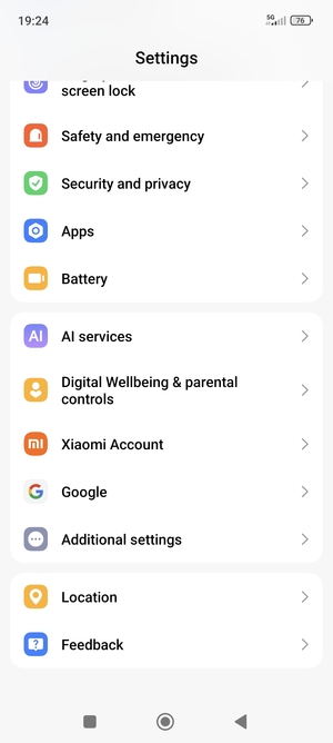 Return to the Settings menu and scroll to and select Additional settings