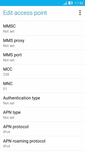 Scroll down and enter MMS information