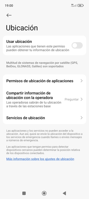 Desactive Usar ubicación