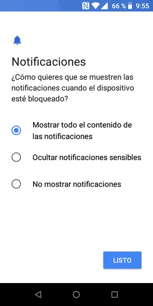 Seleccione la opción deseada y seleccione LISTO