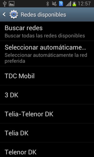 Seleccione un operador de red de la lista