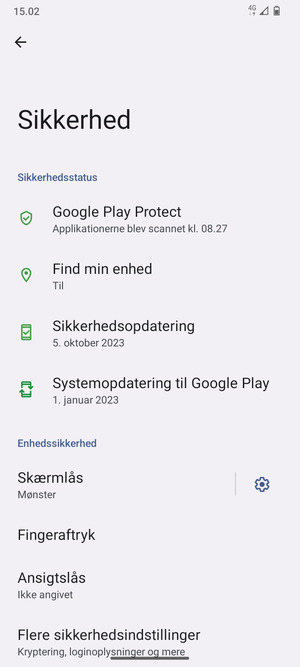 Din telefon er nu sikret med en skærmlås