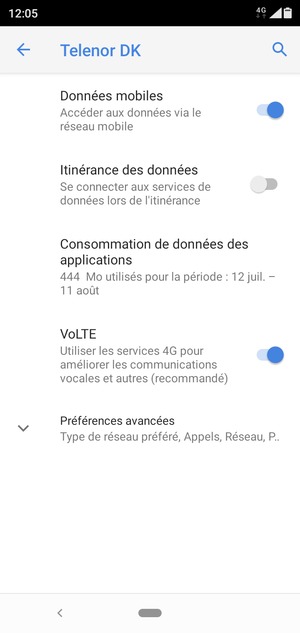 Sélectionnez Préférences avancées