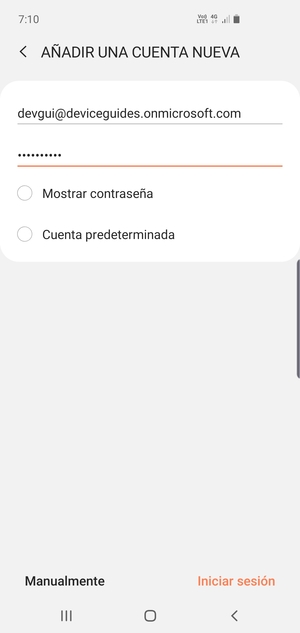 Introduzca su Dirección de correo electrónico y Contraseña. Seleccione Manualmente