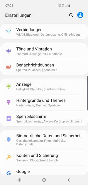 Um Ihre Bildschirmsperre zu aktivieren, gehen Sie zum Einstellungen Menü und wählen Sie  Sperrbildschirm