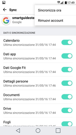 Seleziona Sincronizza ora