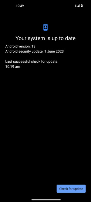 If your phone is up to date, you will see the following screen