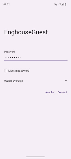 Inserisci la password del Wi-Fi e seleziona Connetti