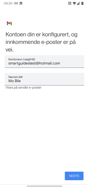 Gi kontoen din et navn, og skriv inn navnet ditt. Velg NESTE