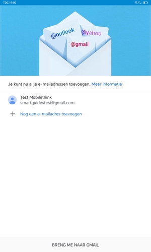Selecteer BRENG ME NAAR GMAIL