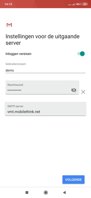 Voer Uitgaand serveradres in
