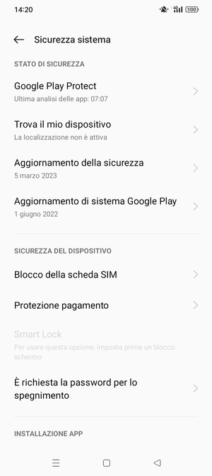 Seleziona  Blocco della scheda SIM