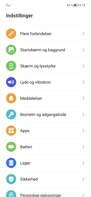 For at aktivere din skærmlås, gå til menuen Indstillinger og vælg Biometri og adgangskode