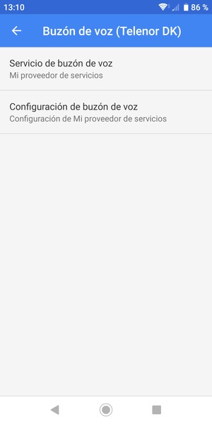 Seleccione Configuración de buzón de voz