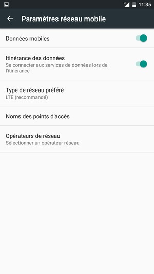Activer ou désactiver Itinérance des données