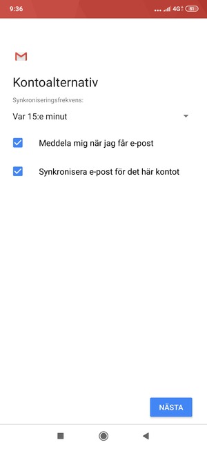 Välj NÄSTA