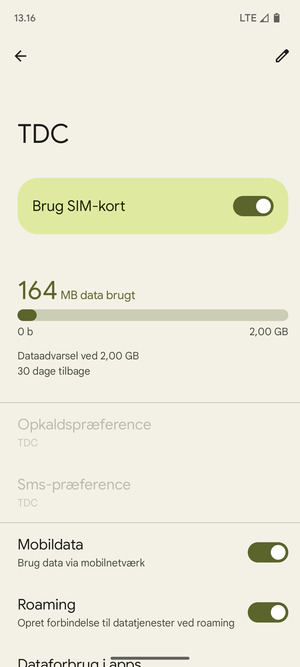 Slå Roaming til eller fra